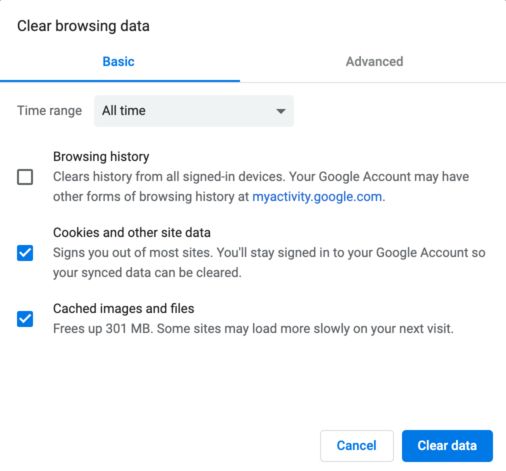 how to clear history on google chrome when i log off